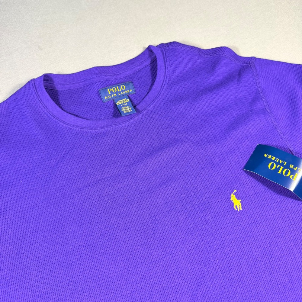 NEW Polo Ralph Lauren Mens Purple Waffle Knit Thermal Sleepwear Top Large NWT